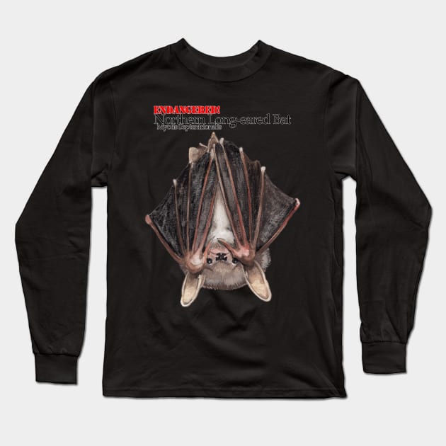 Endangered Northern Long Eared bat Long Sleeve T-Shirt by Heather Dorsch Creations